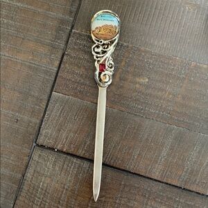 Elegant Silver and Red Letter Opener